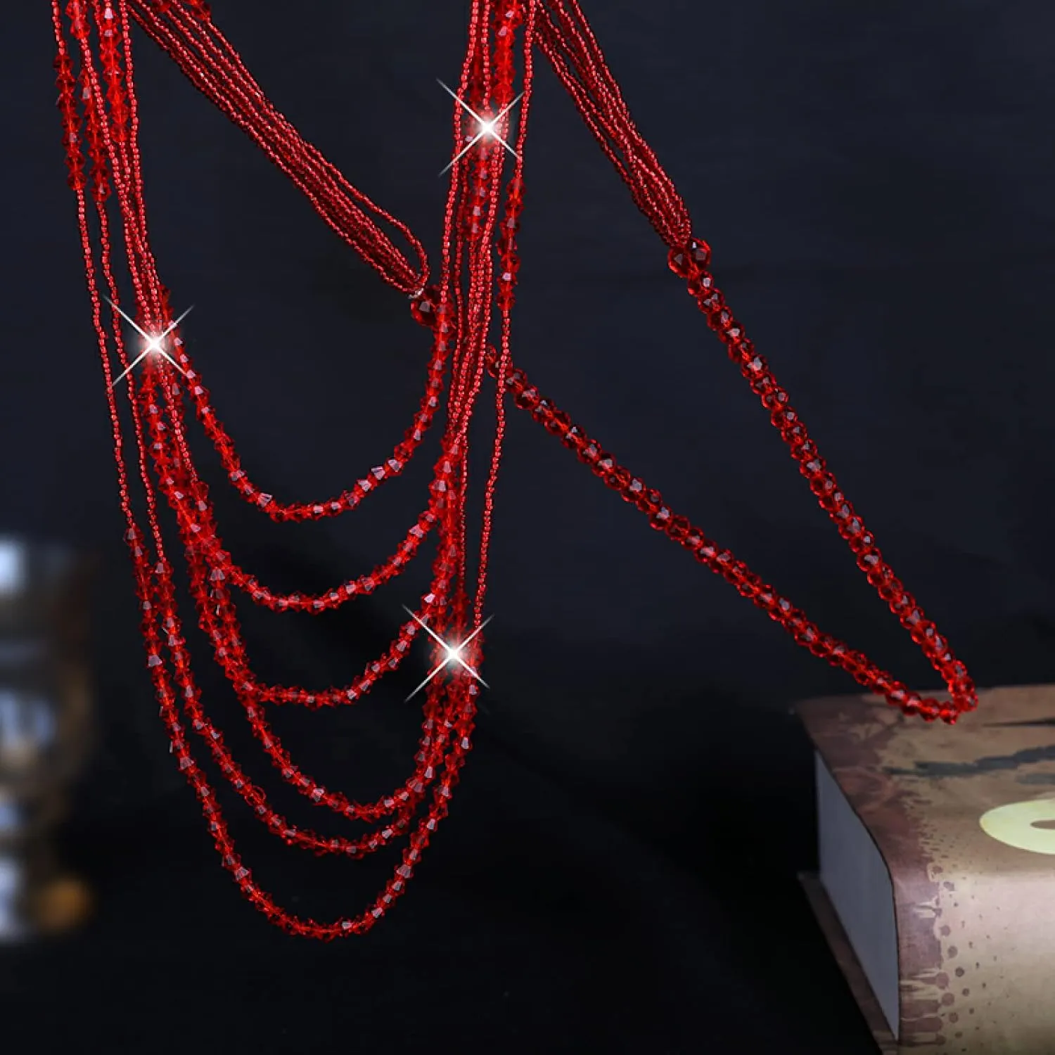Crystal Beads Long Layers Sweater Chain for Women Graceful Joker Strand Necklaces Summer New Lady Neck Jewelry Accessories