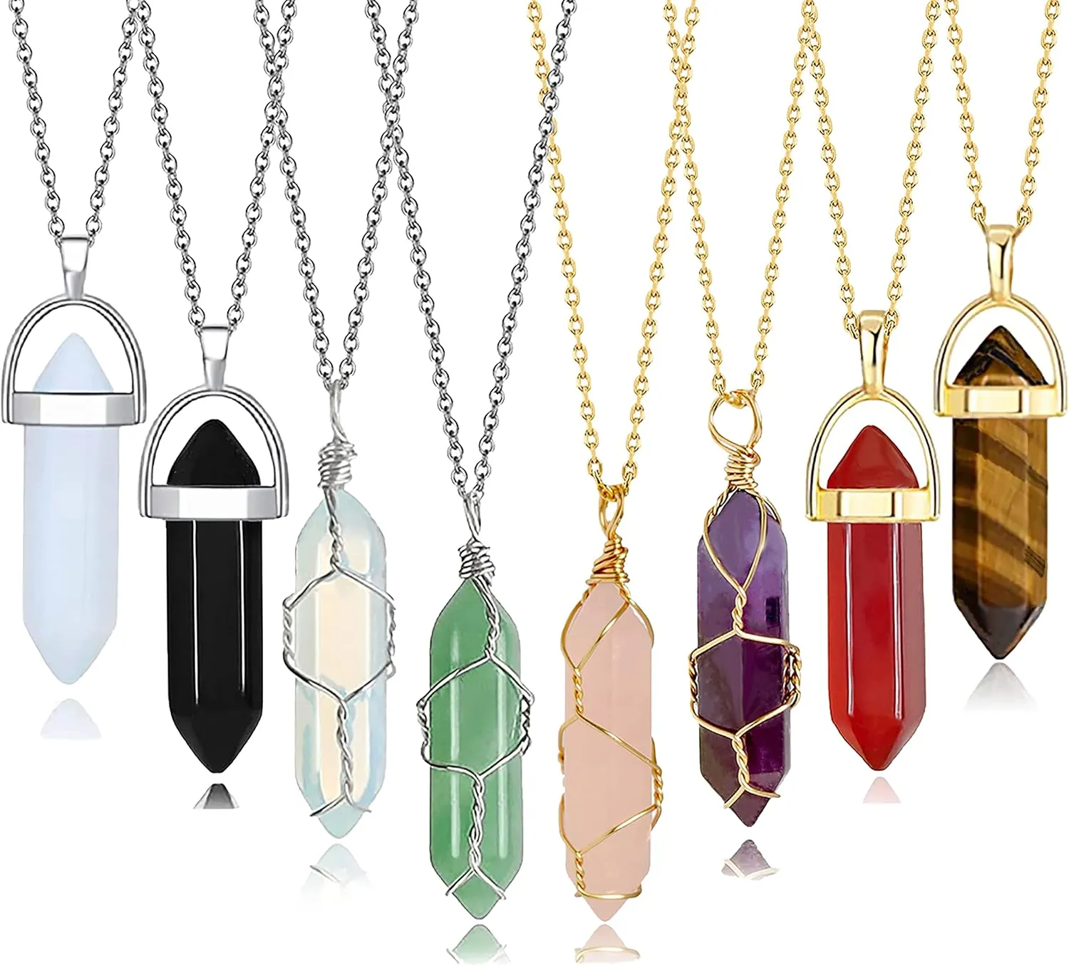 Crystal Necklace Healing Moonstone Heart Necklaces Evil Eye Sunflower Sun and Moon Necklace Hippie Pendants Indie Aesthetic Jewelry set for Women Gift