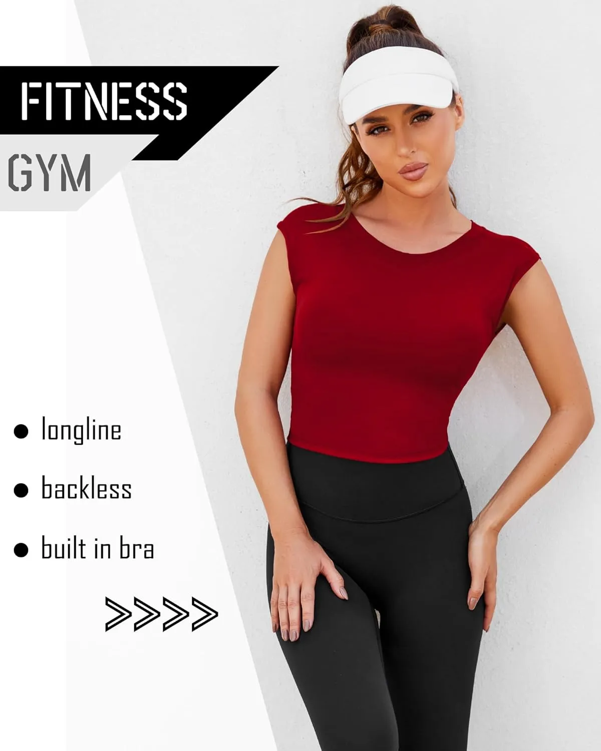 DaiLiWei Open Back Workout Tops for Women Longline Sports Bras Padded Crop Tank Yoga Top Low Back Shirts with Built in Bra