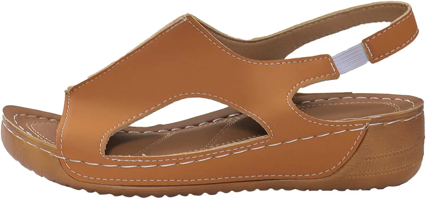 Damping Sole Upgradation Stretch Lightweight Sandals, Women Flat Sandals Orthopedic Arch Support Walking Summer Sandals Shoes