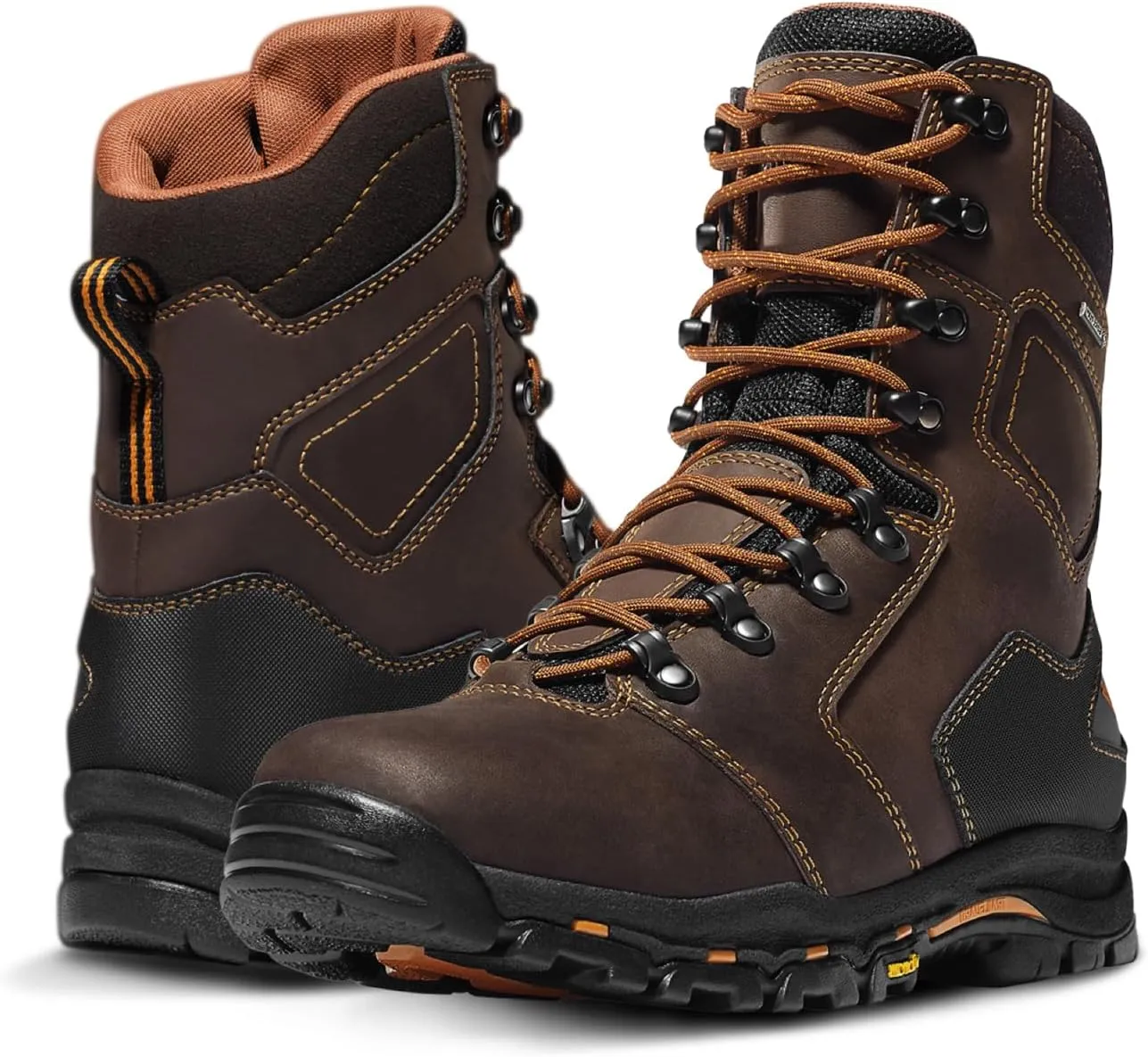 Danner Vicious 8 Waterproof Work Boots for Men - Full-Grain Leather with Breathable Gore-Tex Lining, Speed Lace System & Non Slip Heeled Outsole