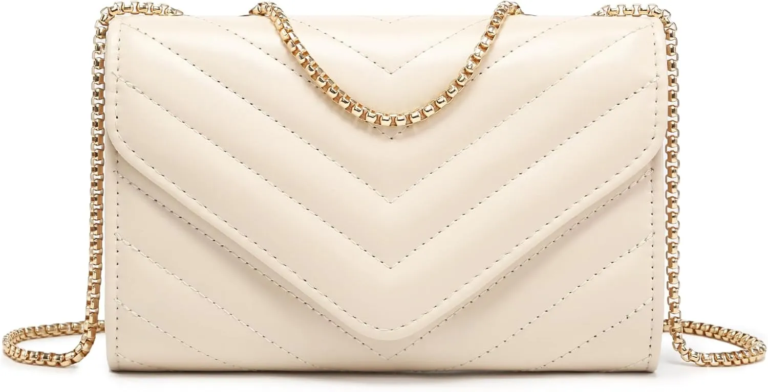 Dasein Women Small Quilted Crossbody Bags Stylish Designer Evening Bag Clutch Purses and Handbags with Chain Shoulder Strap