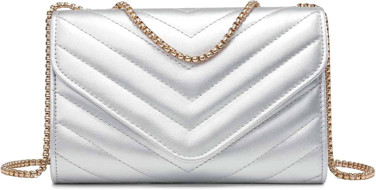 Dasein Women Small Quilted Crossbody Bags Stylish Designer Evening Bag Clutch Purses and Handbags with Chain Shoulder Strap