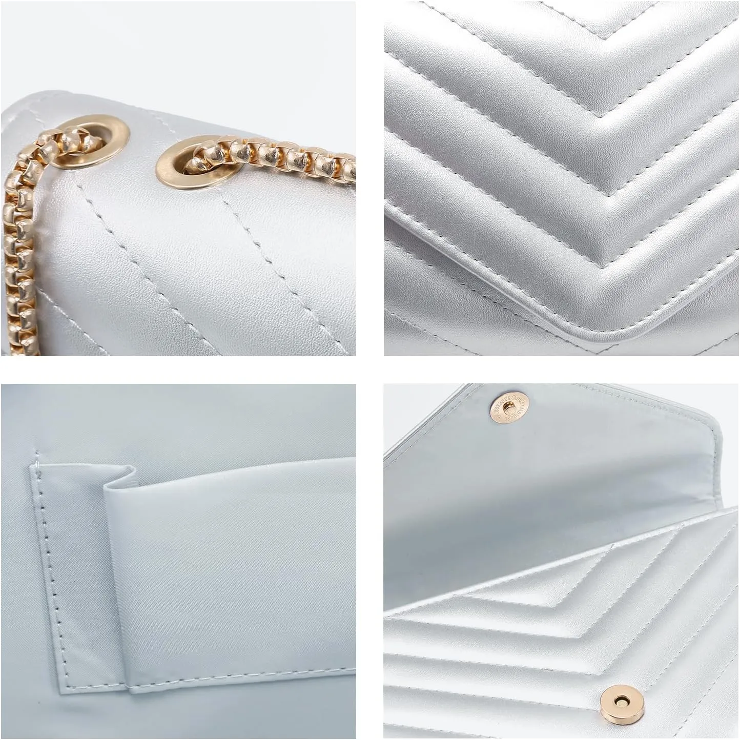 Dasein Women Small Quilted Crossbody Bags Stylish Designer Evening Bag Clutch Purses and Handbags with Chain Shoulder Strap
