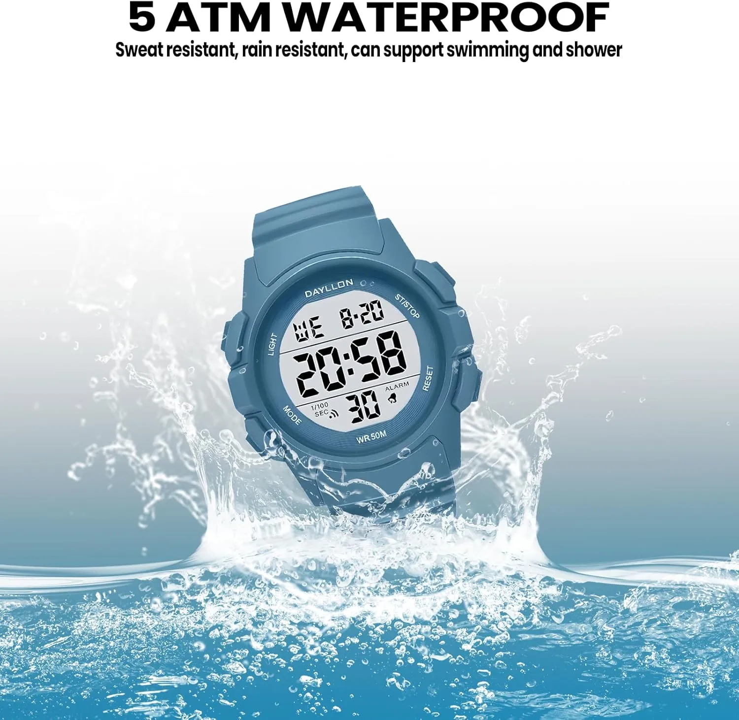 Dayllon Watch for Men Digital Sports Watches Waterproof Military Multifunction Chronograph Stopwatch Wristwatch with LED Backlight/Alarm/Date
