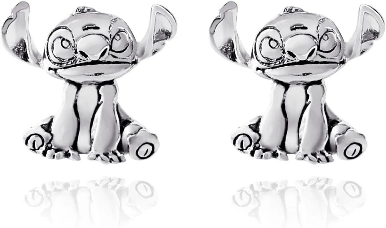 Disney Lilo & Stitch Stud Earrings - Silver Plated Stitch Earrings - Stitch Jewelry for Women - Officially Licensed