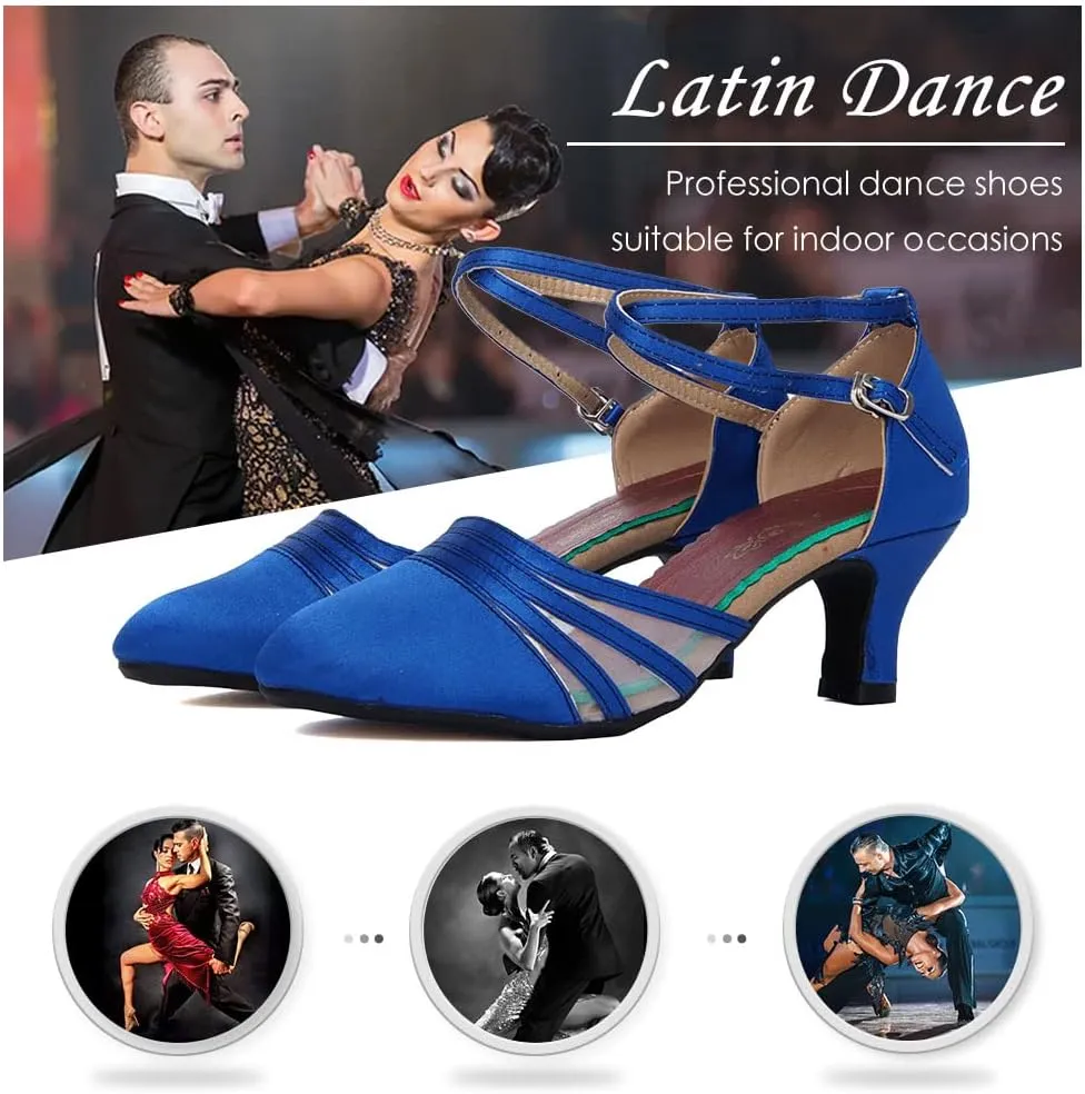 DKZSYIM Glitter Women Latin Dance Shoes Closed Toe Ballroom Salsa Tango Practice Performence Party Dancing Shoes,Model CMJ-512