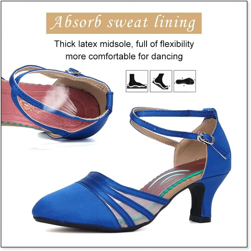 DKZSYIM Glitter Women Latin Dance Shoes Closed Toe Ballroom Salsa Tango Practice Performence Party Dancing Shoes,Model CMJ-512