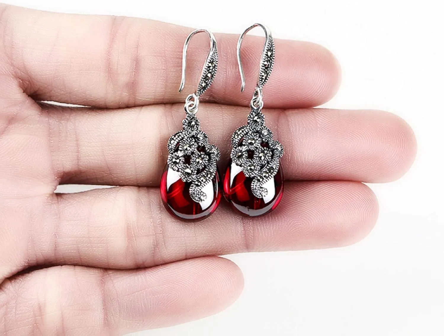 Earring Hoop Stud Drop & Dangle, Vintage Women Faux Emerald Ruby Water Drop Dangle Hook Earrings Jewelry Gift for Women Teen Girls Birthday Christmas Friends Gift