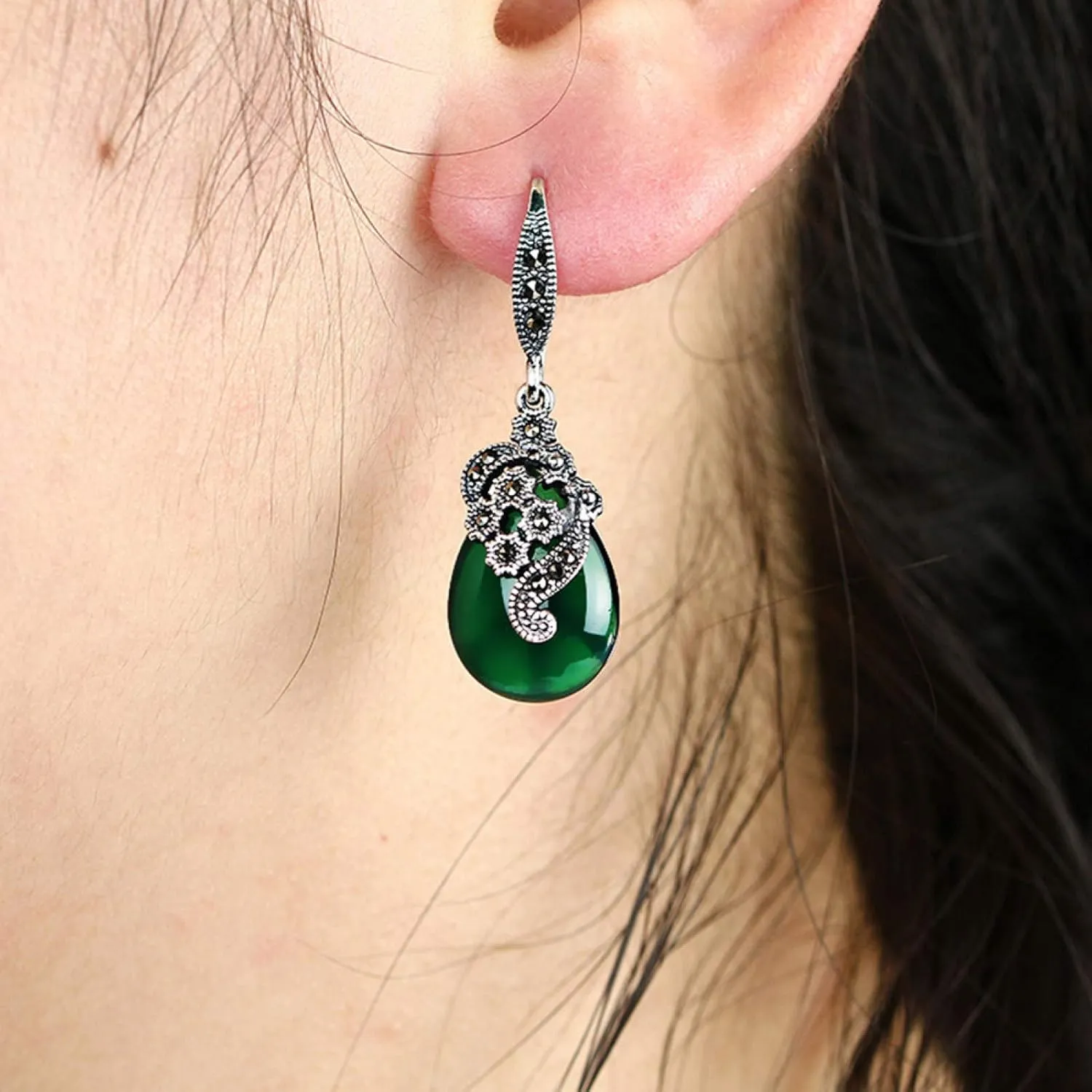 Earring Hoop Stud Drop & Dangle, Vintage Women Faux Emerald Ruby Water Drop Dangle Hook Earrings Jewelry Gift for Women Teen Girls Birthday Christmas Friends Gift