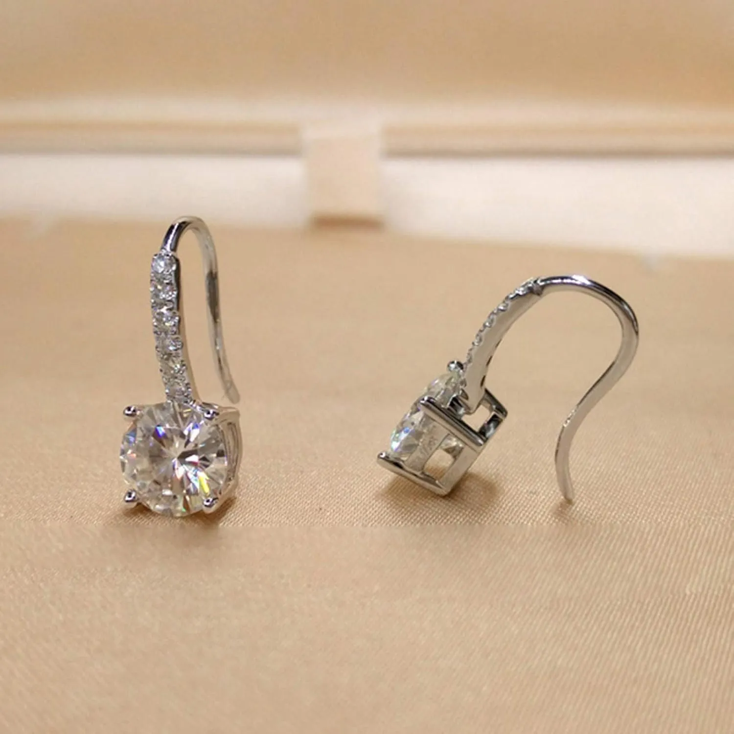 Earring Hoop Stud Drop & Dangle, Women Cubic Zirconia Inlaid Round Dangle Hook Earrings Christmas Jewelry Gift for Women Teen Girls Birthday Christmas Friends Gift