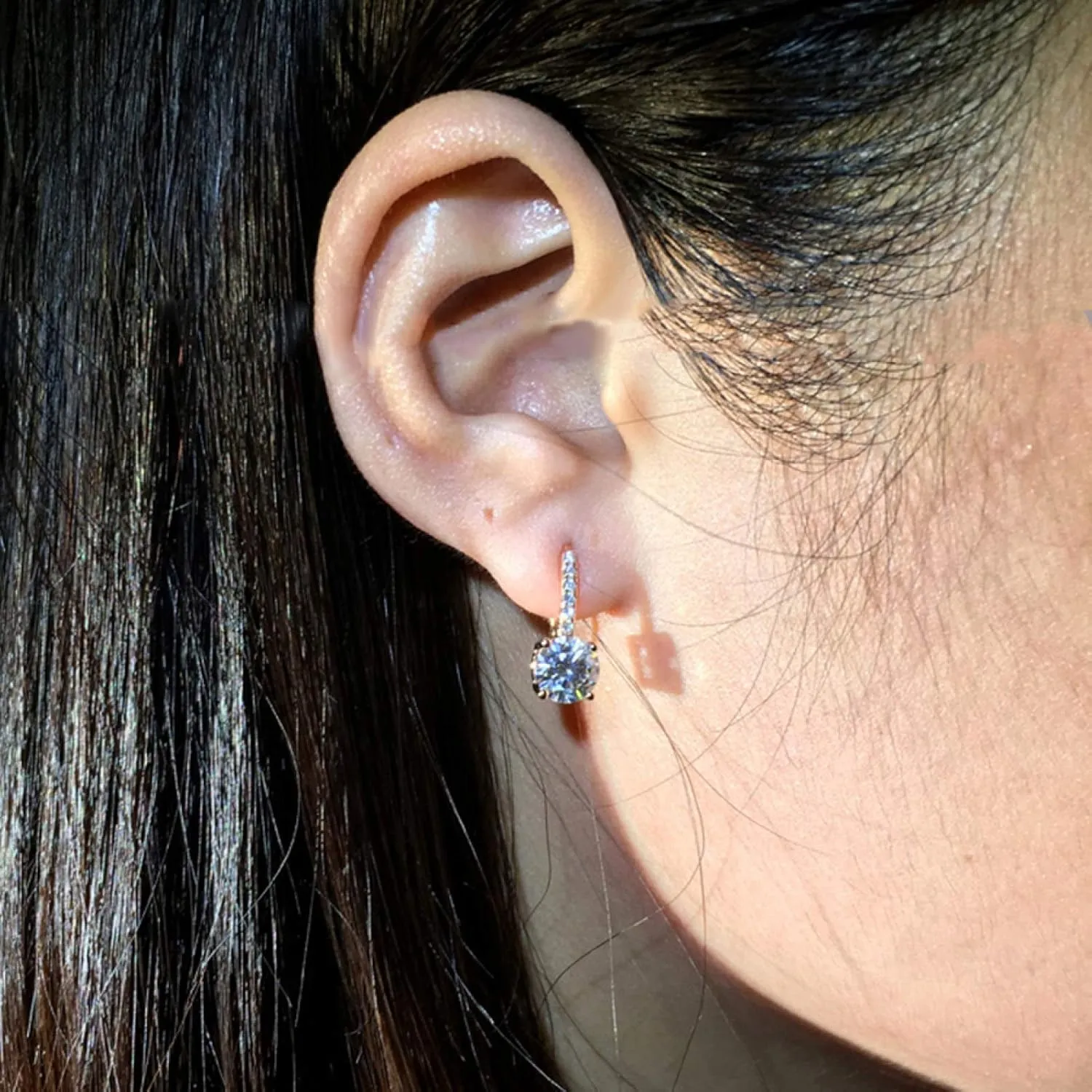 Earring Hoop Stud Drop & Dangle, Women Cubic Zirconia Inlaid Round Dangle Hook Earrings Christmas Jewelry Gift for Women Teen Girls Birthday Christmas Friends Gift
