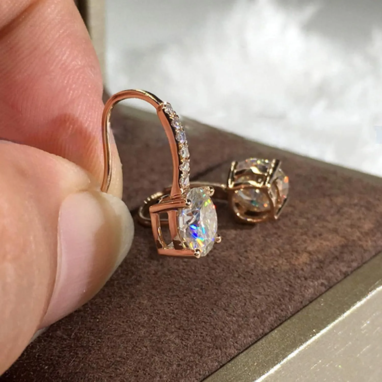 Earring Hoop Stud Drop & Dangle, Women Cubic Zirconia Inlaid Round Dangle Hook Earrings Christmas Jewelry Gift for Women Teen Girls Birthday Christmas Friends Gift