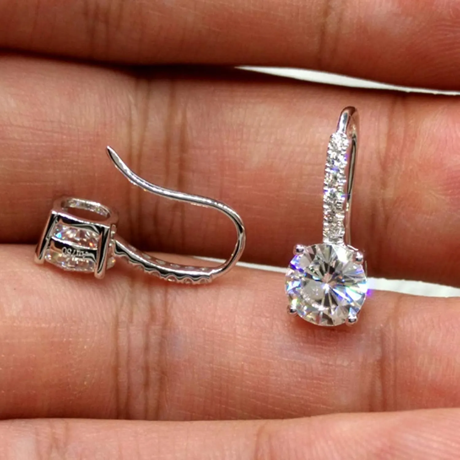 Earring Hoop Stud Drop & Dangle, Women Cubic Zirconia Inlaid Round Dangle Hook Earrings Christmas Jewelry Gift for Women Teen Girls Birthday Christmas Friends Gift