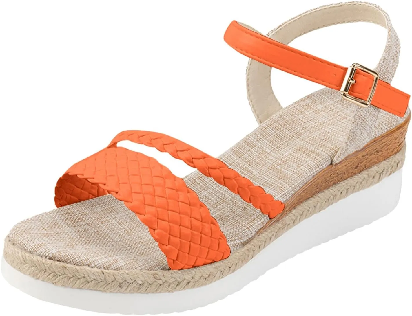 Eduavar Womens Sandals Casual Open Toe Ankle Strap Casual Flatform Platform Espadrilles Wedges Sandals Dressy Summer Shoes