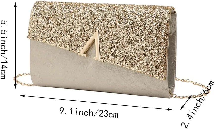 Elegant Evening Bag for Women Letter V Decorated Clutch Purse Casual Daily Life Handbag Formal Occasion Shoulder Bag