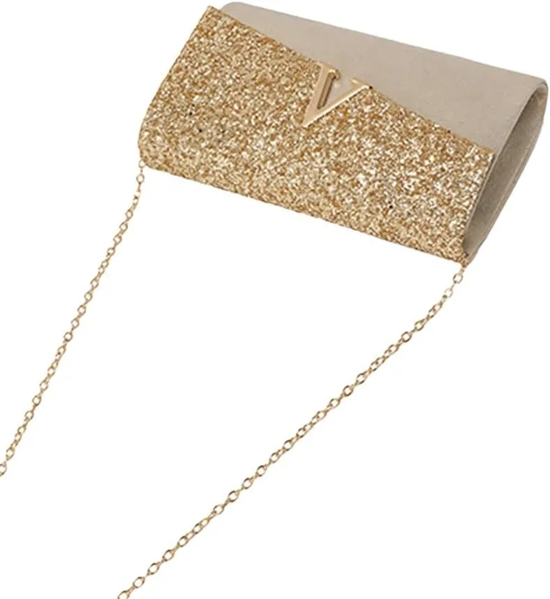 Elegant Evening Bag for Women Letter V Decorated Clutch Purse Casual Daily Life Handbag Formal Occasion Shoulder Bag