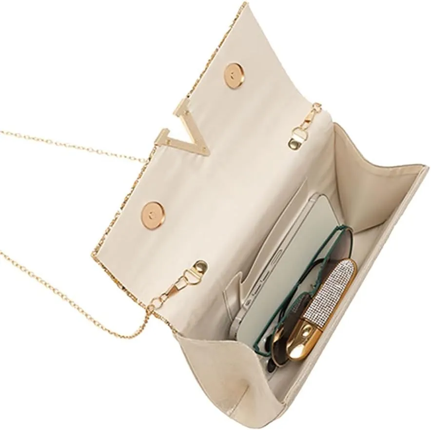 Elegant Evening Bag for Women Letter V Decorated Clutch Purse Casual Daily Life Handbag Formal Occasion Shoulder Bag