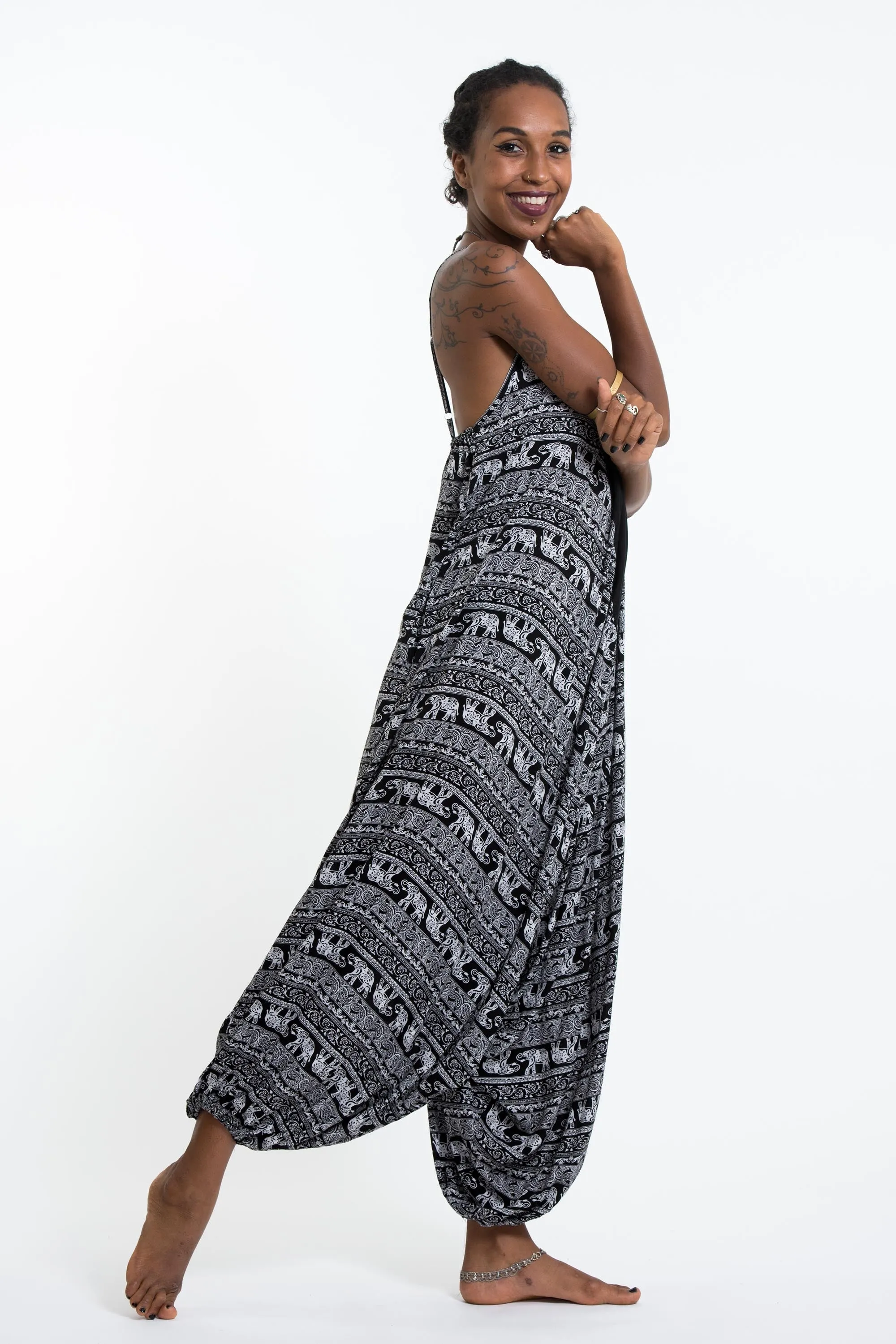 Elephant Paisley Romper in Black