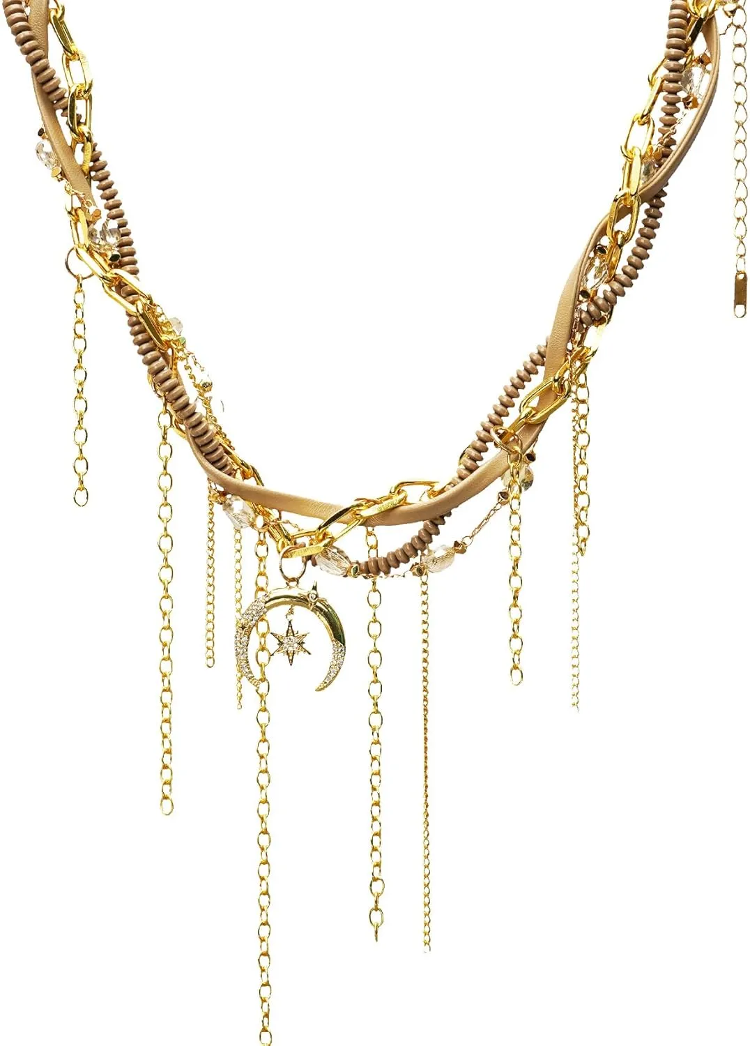 Enjinkail Gold Layered Necklaces for Women Gold Necklace Stack Layered Sun and Moon/Cross Necklace Layered Stacked Necklaces for Women Gold Necklace Jewelry for Women Gifts