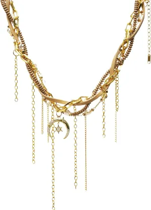 Enjinkail Gold Layered Necklaces for Women Gold Necklace Stack Layered Sun and Moon/Cross Necklace Layered Stacked Necklaces for Women Gold Necklace Jewelry for Women Gifts