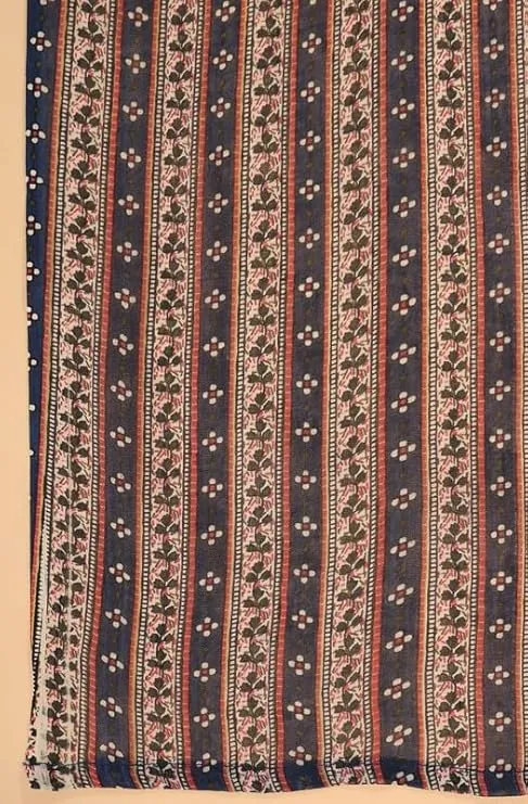 Exquisite Dark Blue Cotton Ethnic Motifs Straight Kurta Set (D1317)