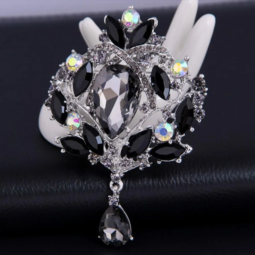 Ezing 4Pcs Brooch Lot with Large Big Size Rhinestone Crystal Fashion Jewelry