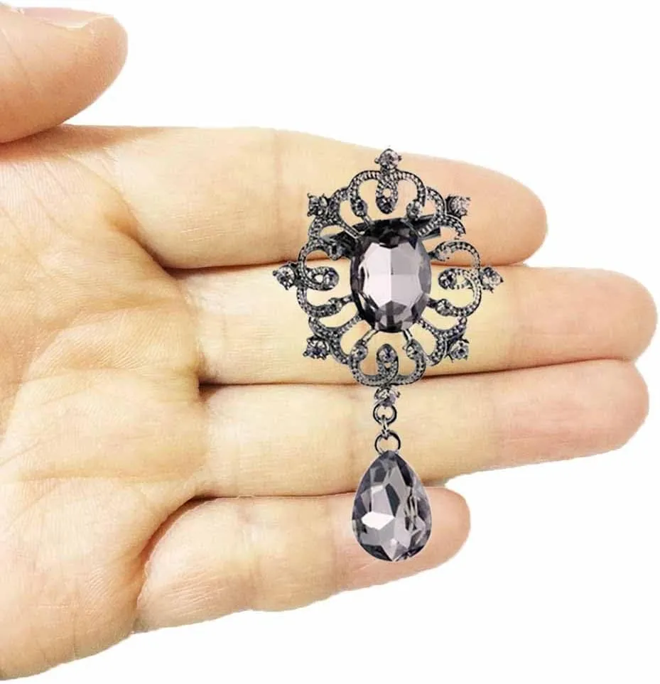 Ezing 4Pcs Brooch Lot with Large Big Size Rhinestone Crystal Fashion Jewelry