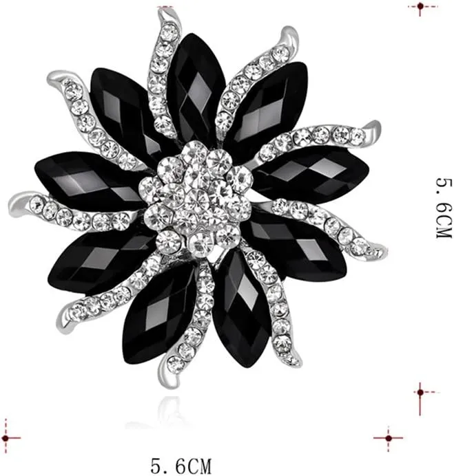 Ezing 4Pcs Brooch Lot with Large Big Size Rhinestone Crystal Fashion Jewelry