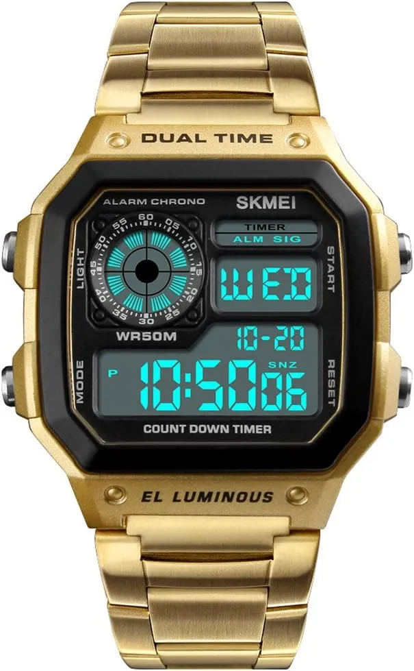 FANMIS Men's Luxury Digital Quartz Waterproof Wrist Watches Dual Time Countdown Alarm Stopwatch Backlight Multi-Function Watch