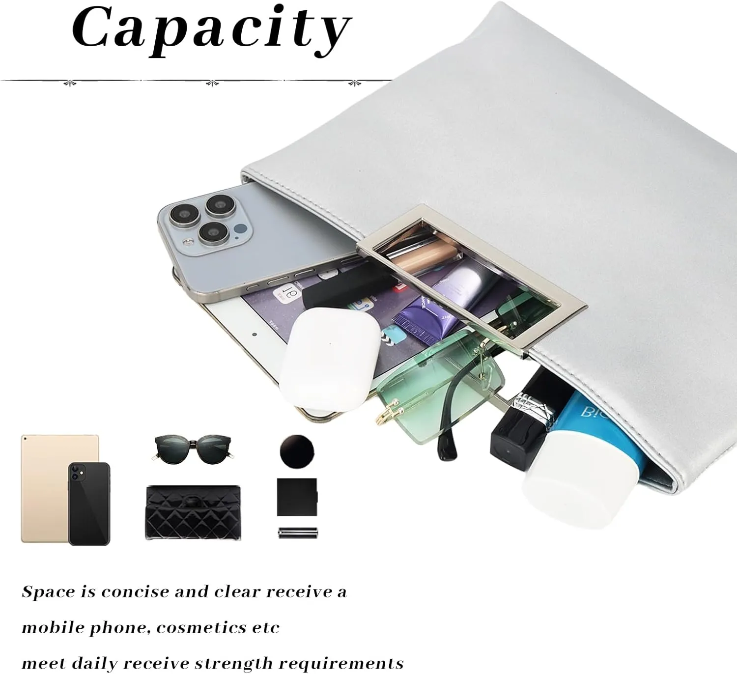 Fecialy Clutch Purses for Women Formal Fashion PU Leather Evening Bag Stylish Handbag with Chain for Wedding Prom Bridal