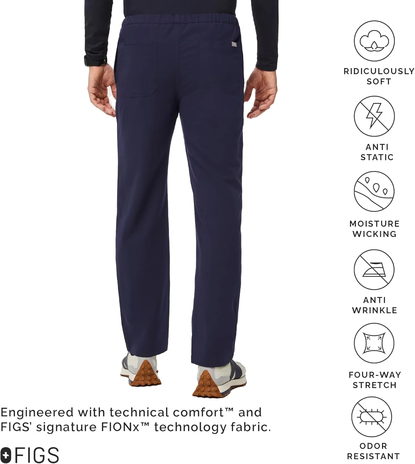 FIGS Pisco Basic Scrub Pants for Men ?? Structured Fit, Straight Leg, 4 Pockets, Anti-Wrinkle