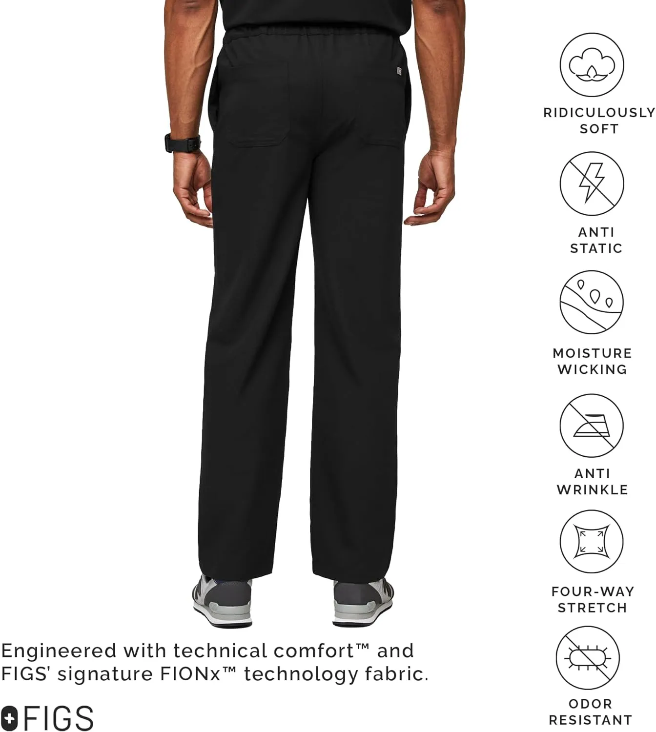FIGS Pisco Basic Scrub Pants for Men ?? Structured Fit, Straight Leg, 4 Pockets, Anti-Wrinkle