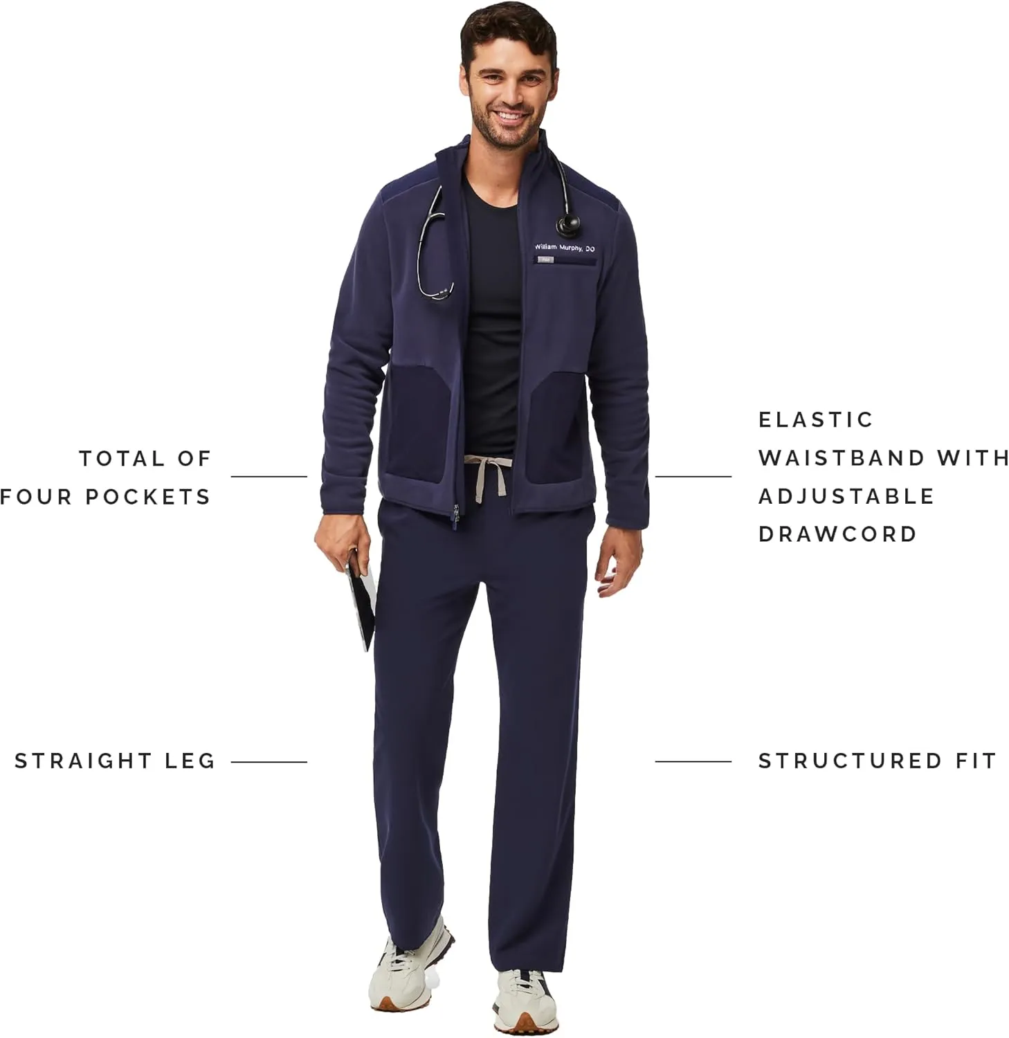 FIGS Pisco Basic Scrub Pants for Men ?? Structured Fit, Straight Leg, 4 Pockets, Anti-Wrinkle