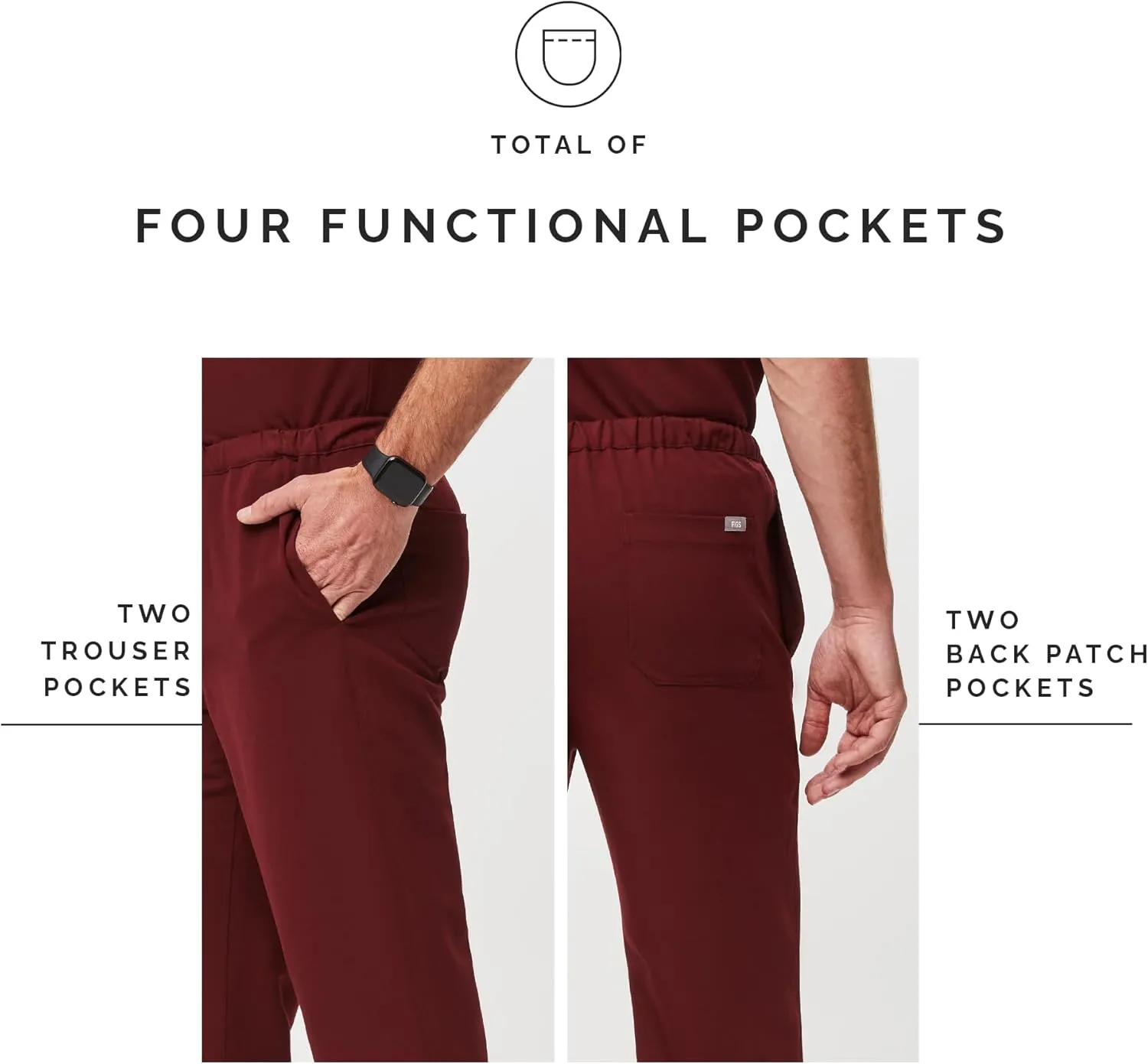 FIGS Pisco Basic Scrub Pants for Men ?? Structured Fit, Straight Leg, 4 Pockets, Anti-Wrinkle