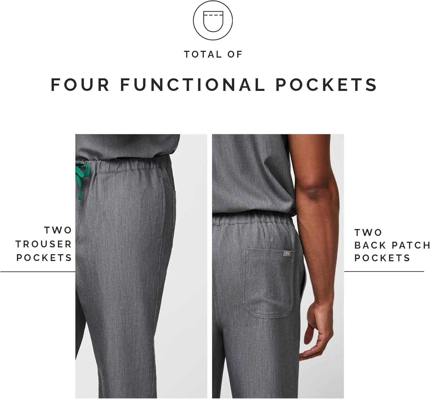 FIGS Pisco Basic Scrub Pants for Men ?? Structured Fit, Straight Leg, 4 Pockets, Anti-Wrinkle