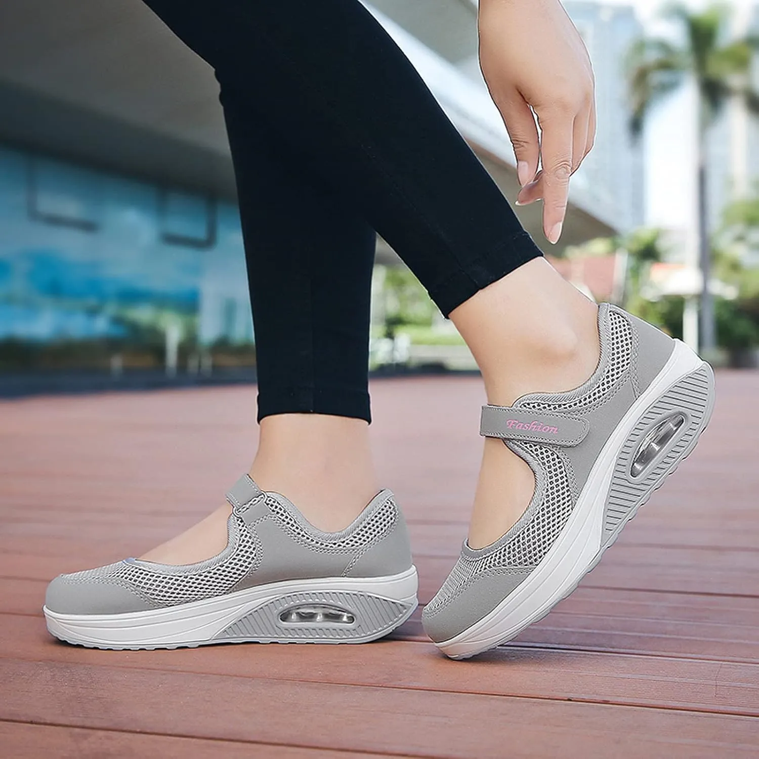 FLIOZY Nurse Shoes Women's Walking Shoes Air Cushion Platform Sneaker Breathable Lightweight Casual Shoes