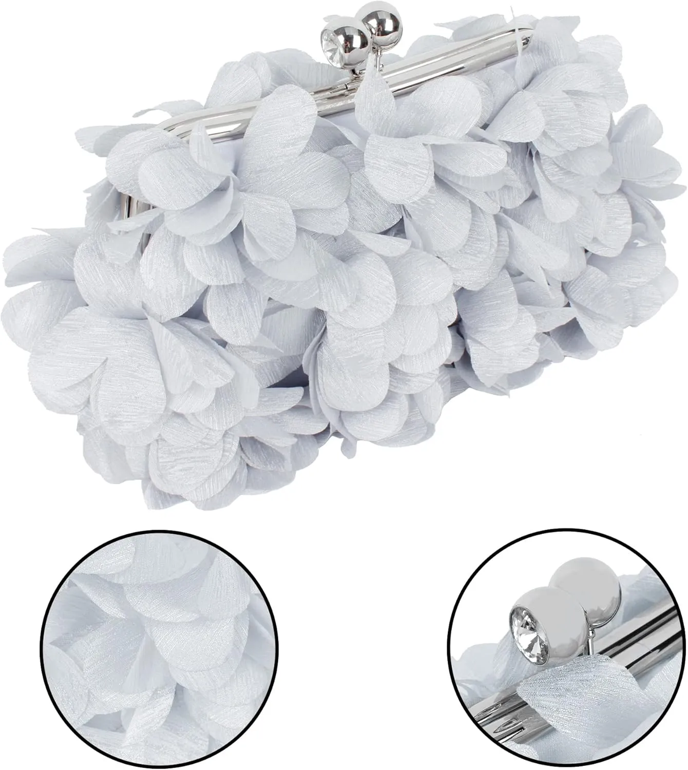 Floral Clutch Purses for Women Elegant Stain Evening Bag Top Handle Crossbody Handbag for Wedding Party Prom