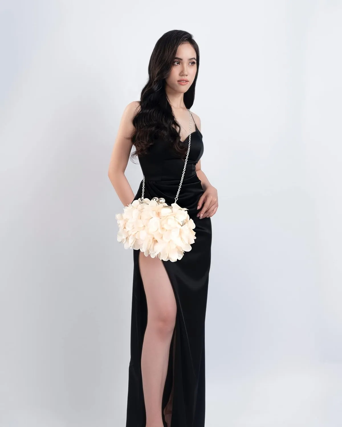 Floral Clutch Purses for Women Elegant Stain Evening Bag Top Handle Crossbody Handbag for Wedding Party Prom