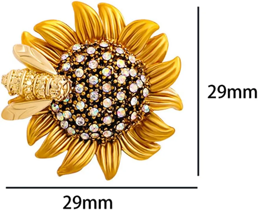 Flower Brooch Pin, Crystal Rhinestones Vintage Bee and Daisy Womens Brooches and Pins Jewelry Cloth Accessories
