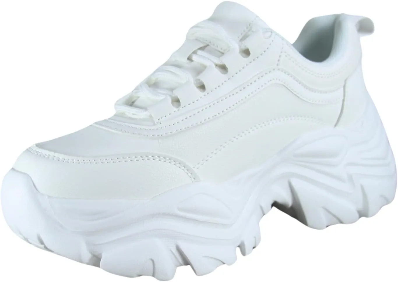 FZ Women's Fashion Chunky Platform Lace Up Casual Dad Street Shoes Wedge Walking Sneakers