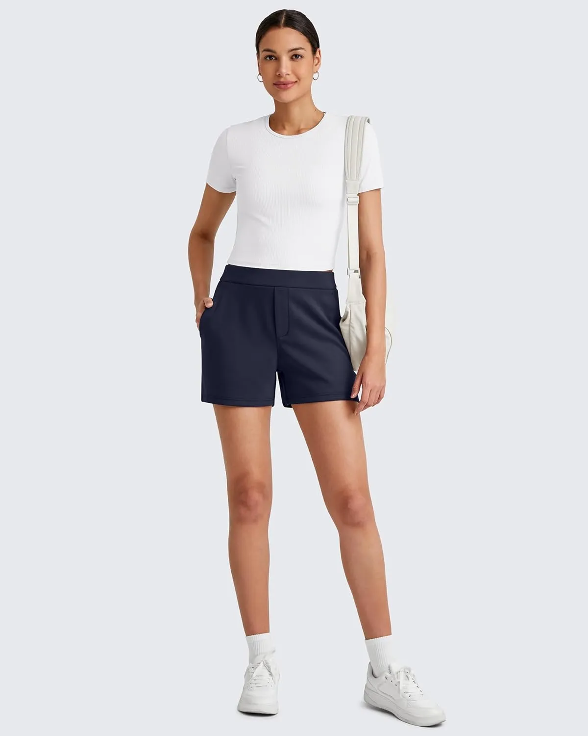 G4Free Smoofit Casual Shorts for Women 4" High Waisted Sweat Shorts Summer Lounge Shorts with Pockets Modal Soft