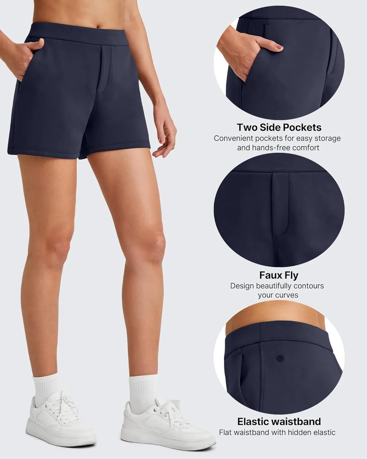 G4Free Smoofit Casual Shorts for Women 4" High Waisted Sweat Shorts Summer Lounge Shorts with Pockets Modal Soft