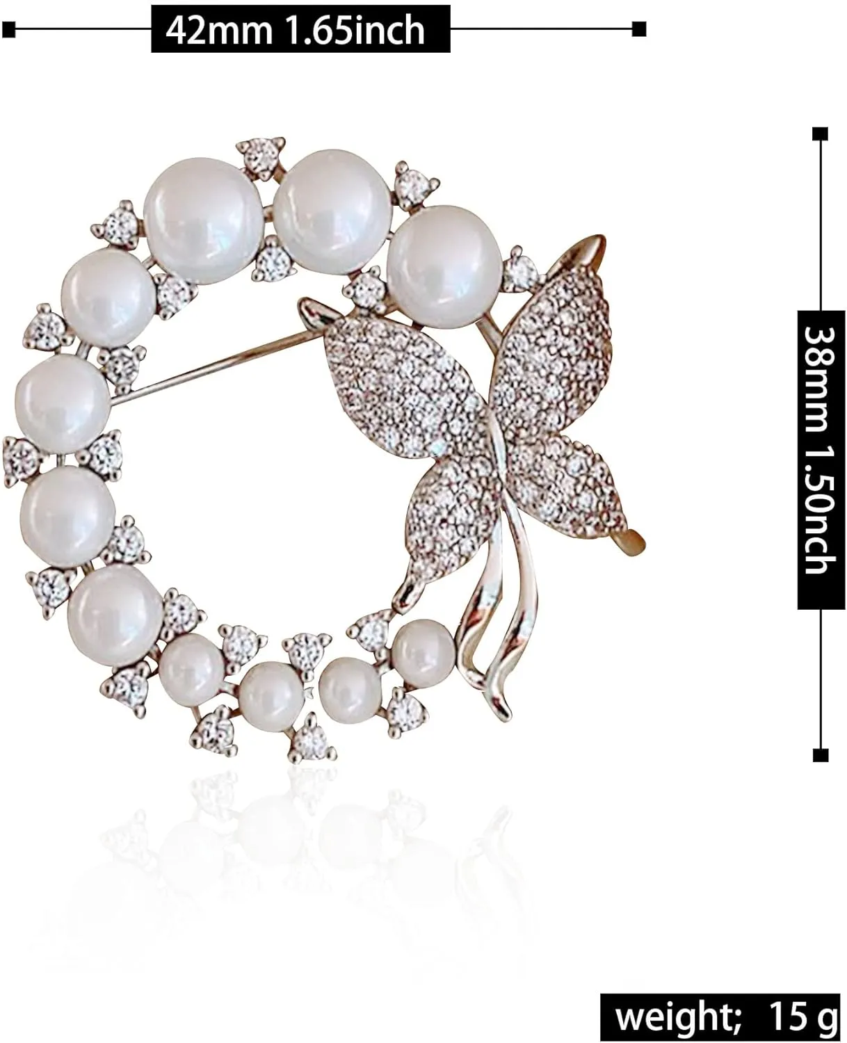 GBAHFY Butterfly Pearl Brooch Gold Elegant Bridal Vintage Style Pins Wedding Banquet Anniversary Brooch for Women