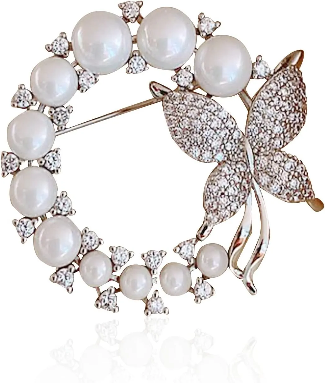 GBAHFY Butterfly Pearl Brooch Gold Elegant Bridal Vintage Style Pins Wedding Banquet Anniversary Brooch for Women