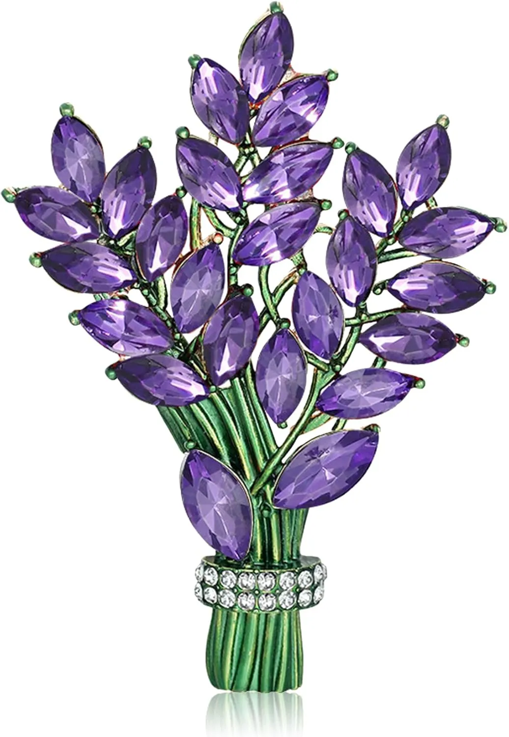 GBAHFY Lavender Flower Brooch Crystal Rhinestone Glass Tulip Bouquet Brooch Lapel Pin Fashion Elegant Accessories Wedding Party Jewelry Gift for Women