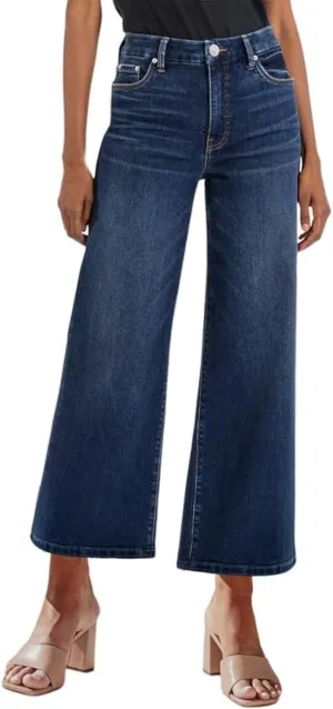 Genleck Women's Wide Leg Jeans  Trendy Cropped Loose Jeans High Waisted Stretchy Capri Denim Pants Baggy Trousers 2024