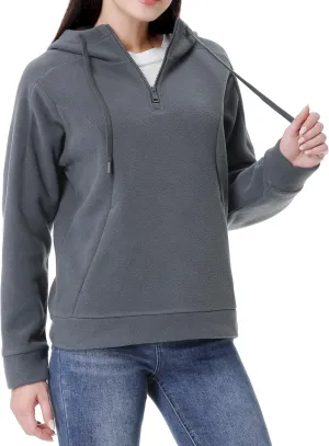 GIMECEN Women's Polar Fleece Hoodies Quarter Zip Sweatshirt Long Sleeve Sweaters Casual Pullover Jacket with Pocket