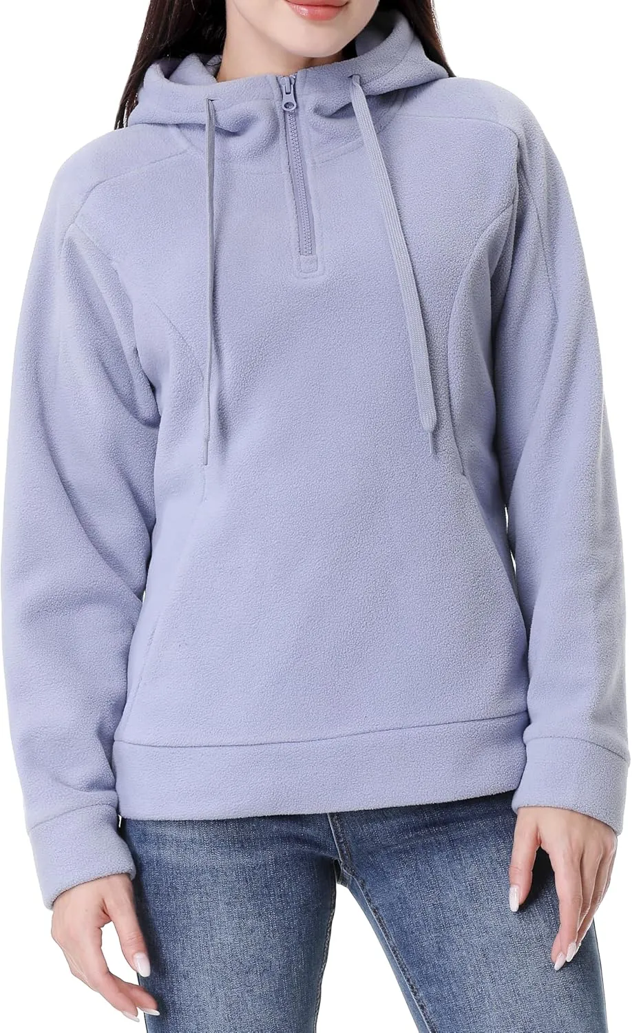 GIMECEN Women's Polar Fleece Hoodies Quarter Zip Sweatshirt Long Sleeve Sweaters Casual Pullover Jacket with Pocket