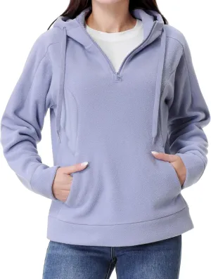 GIMECEN Women's Polar Fleece Hoodies Quarter Zip Sweatshirt Long Sleeve Sweaters Casual Pullover Jacket with Pocket